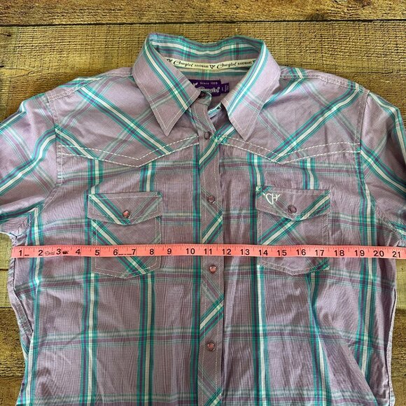 Cowgirl Hardware Womens Purple Plaid Long-Sleeve Western Shirt Size M - Picture 2 of 8